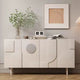 Modern Cream Sideboard with Geometric 3D Design – Stylish Storage Cabinet/Side Board/Side Cabinet for Contemporary Interiors