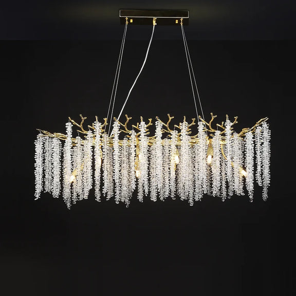 Gold ceiling chandelier with decorative LED lighting