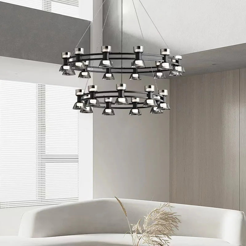 Linear smoked glass ceiling light for dining table