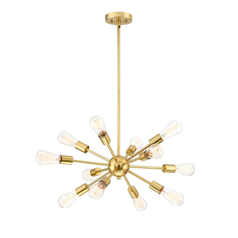 Black 8-head starburst pendant light fixture