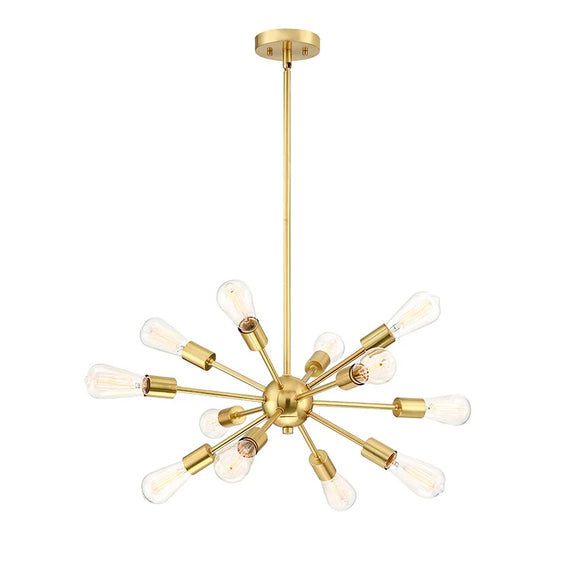 Black 8-head starburst pendant light fixture