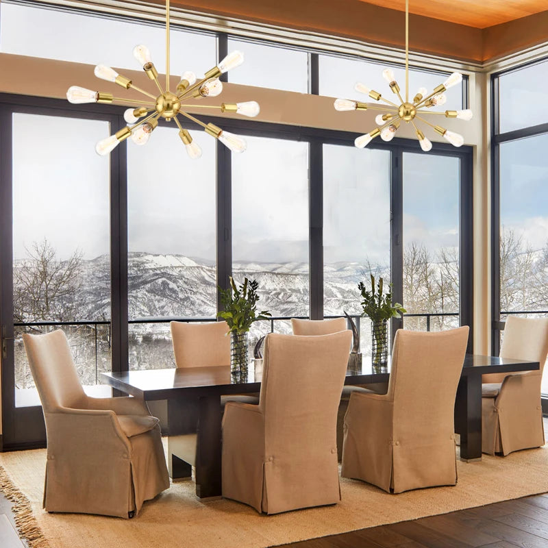 Gold 12-head sputnik chandelier hanging light