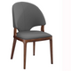 Classic Upholstered Dining Chair with Curved Back and Solid Wood Frame – Charcoal & Walnut Finish