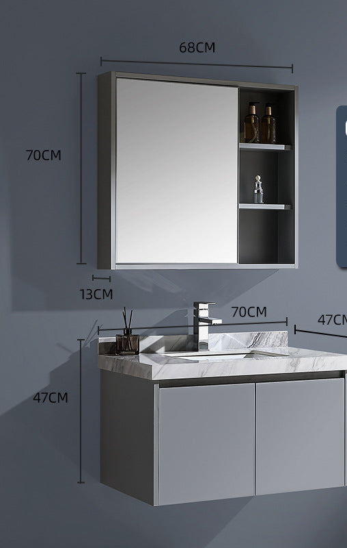 slim wall hung vanity unit stainless cabinet 70cm