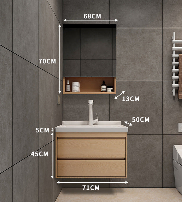Bathroom storage vanity with minimalist wood finish