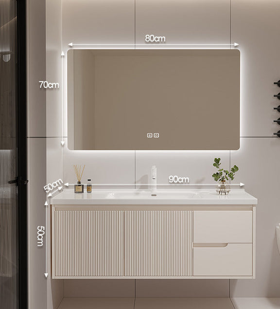 Smart illuminated mirror with integrated storage shelves