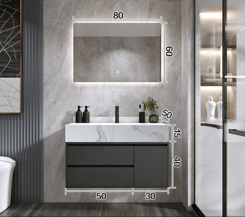 Integrated ceramic basin black vanity unit