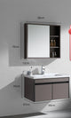 khaki finish floating vanity with mirror storage cabinet