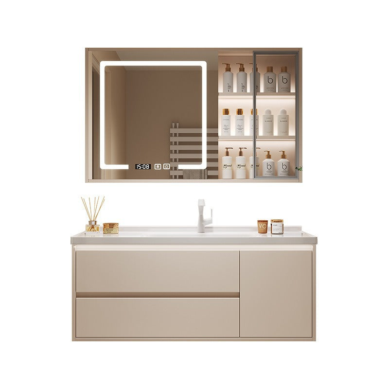 Smart mirror cabinet with lighting and shelves