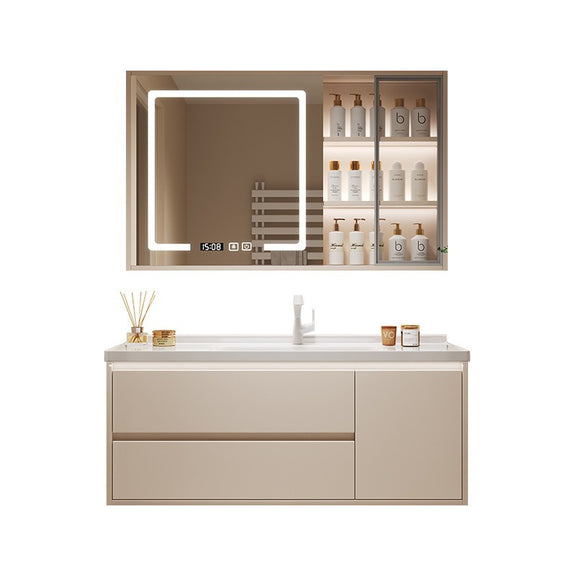 Smart mirror cabinet with lighting and shelves