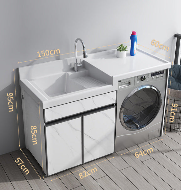 floor-standing laundry sink cabinet with washing machine housing