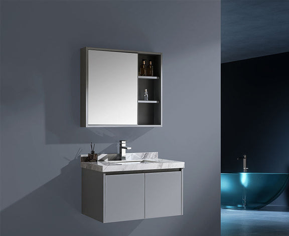 wall mounted stainless steel vanity with mirror cabinet
