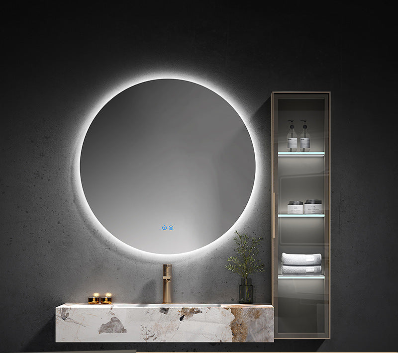 Floating bathroom cabinet with integrated ceramic basin and dark green finish