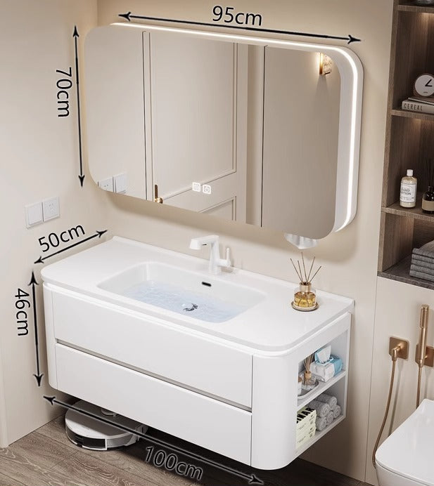 Curved edge smart mirror with touch control