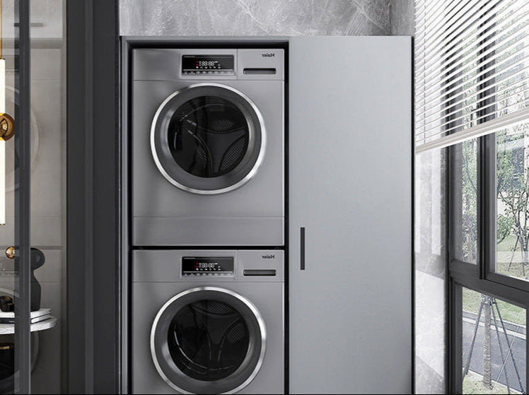 stacked washer dryer cabinet grey modern
