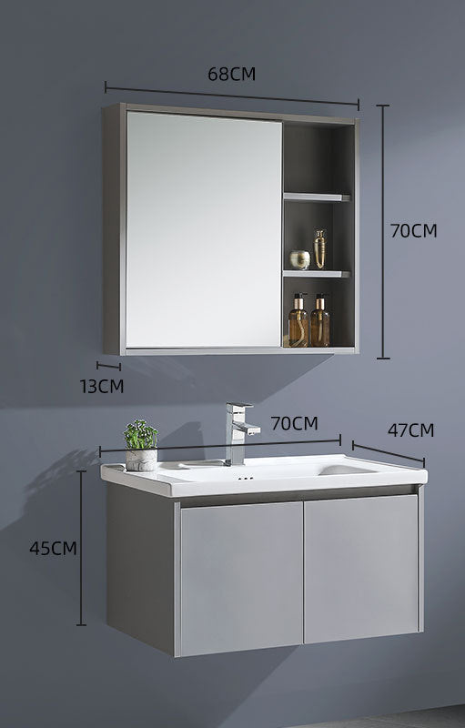 compact bathroom vanity unit with ceramic basin 60cm