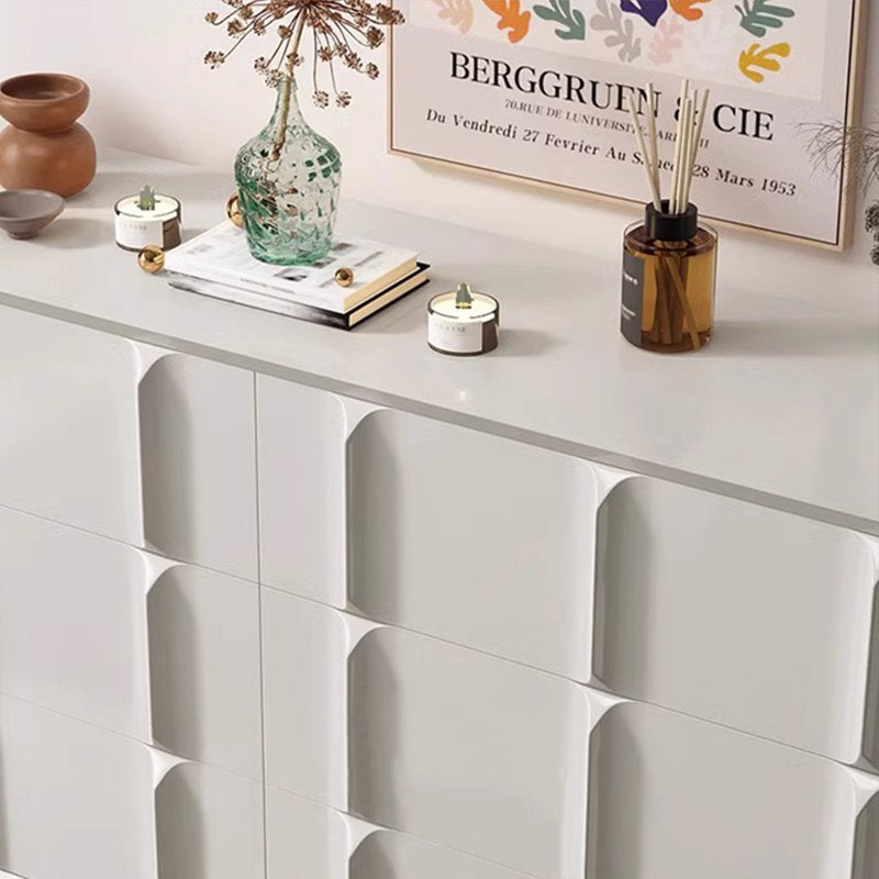 Modern White Sideboard with 3D Geometric Drawer Design & Gold Base – Stylish Storage Cabinet/Side Cabinet/Side Board