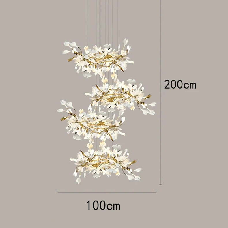 Modern villa staircase chandelier with adjustable drops