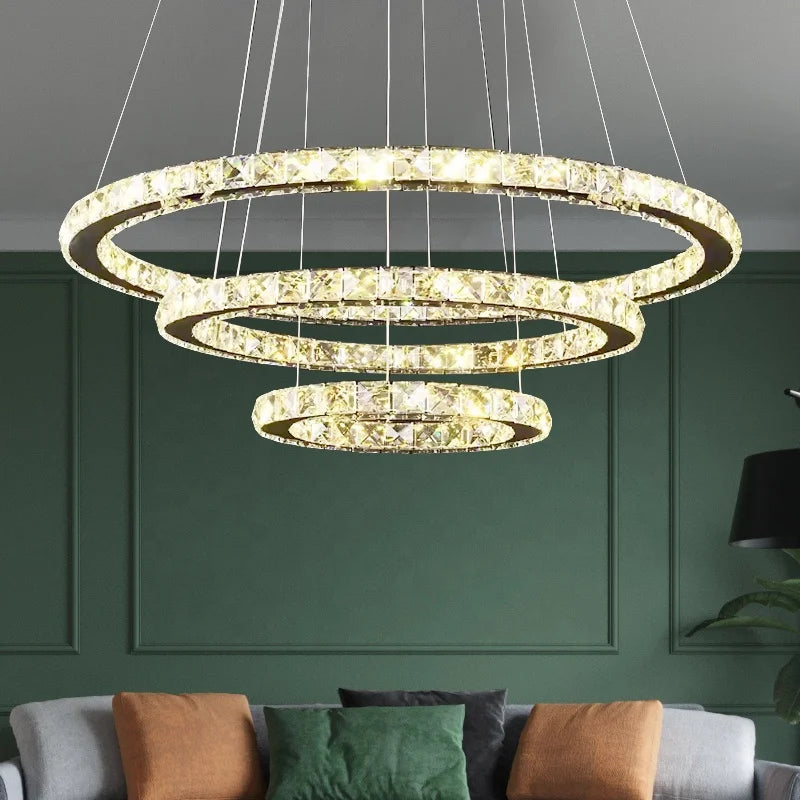 Close-up of faceted K9 crystal lighting ring