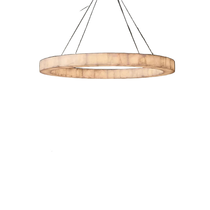 Onyx effect LED ring chandelier gold frame