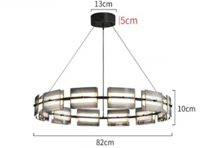 Linear ribbed-glass chandelier for kitchen island
