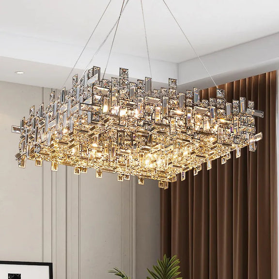 Black frame version of crystal chandelier with LED lighting