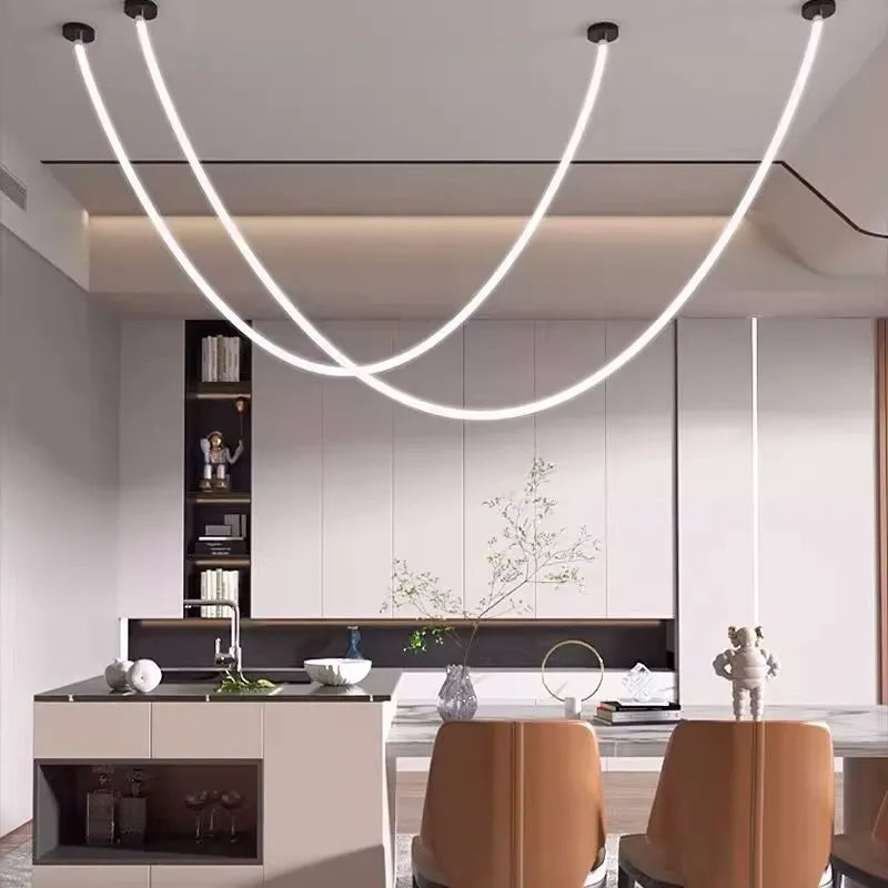 Minimalist floating loop LED chandelier ceiling light
