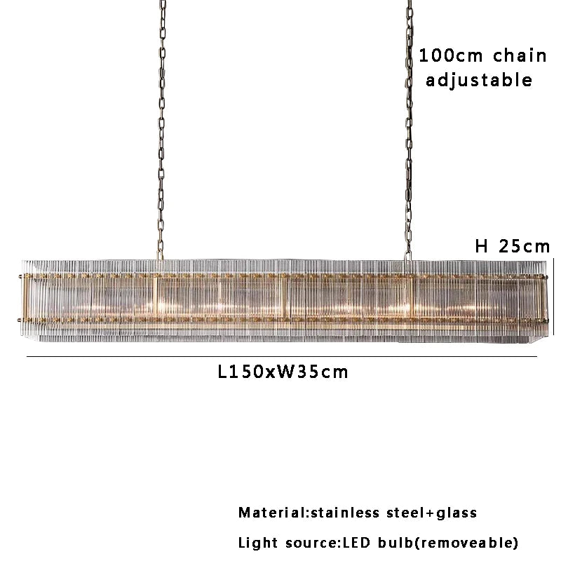 Close-up of vertical glass rod lighting effect