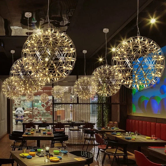 Contemporary LED globe chandelier commercial interior