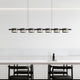 Smoked glass linear LED chandelier for dining rooms