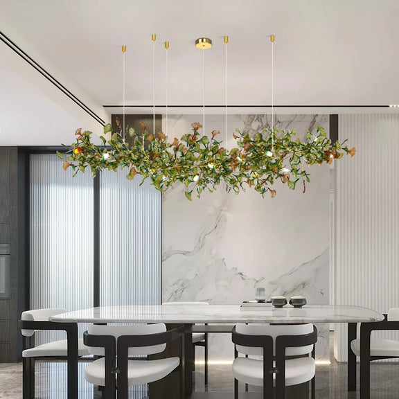 Botanical LED chandelier with sculptural foliage design