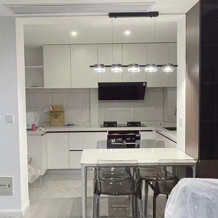 Postmodern linear chandelier adjustable height