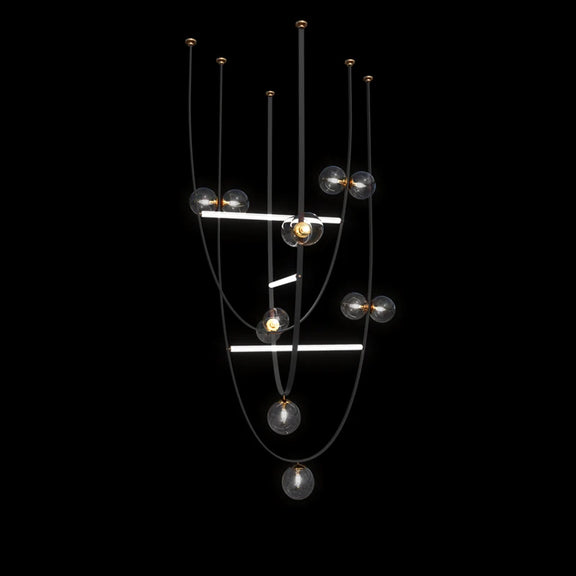 Multi-segment LED suspended chandelier gold finish