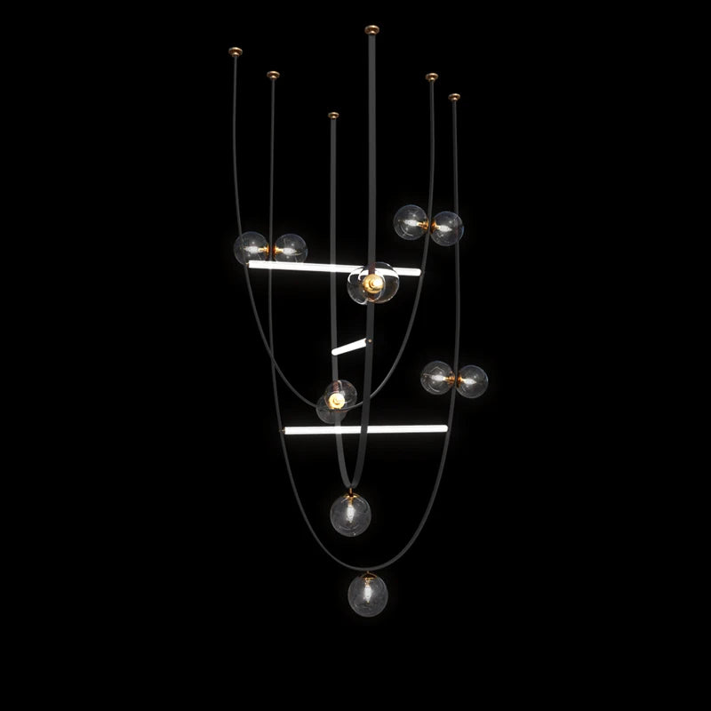 Multi-segment LED suspended chandelier gold finish