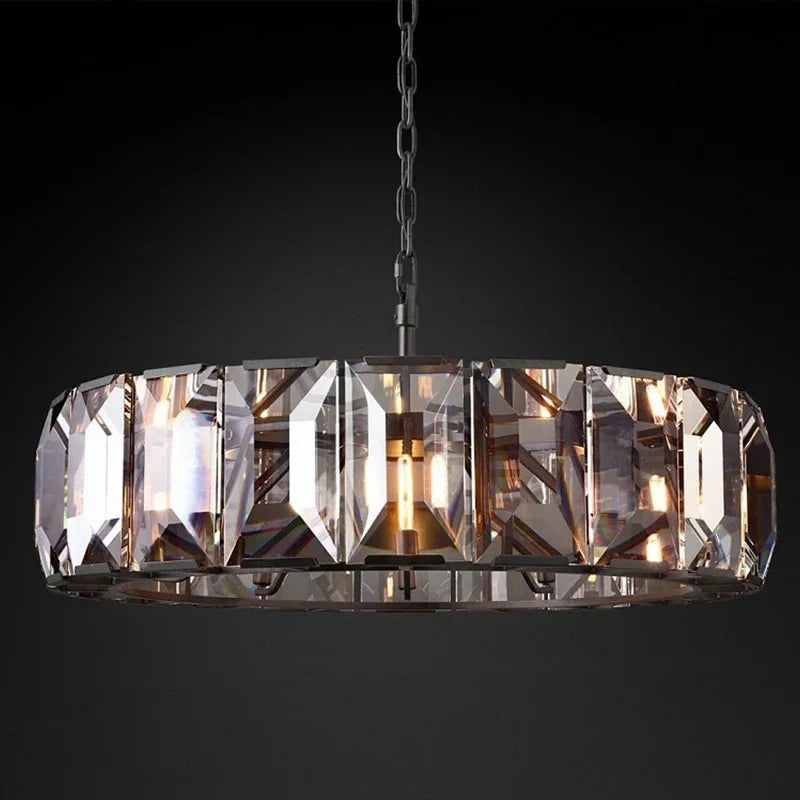 Luxury gold crystal ring chandelier hanging from ceiling