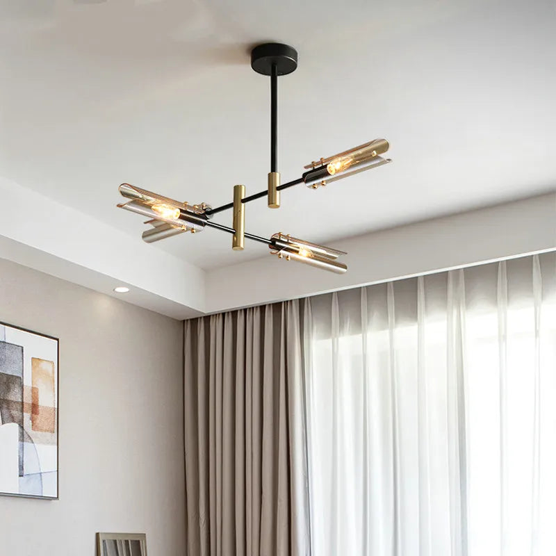 4-head smoked glass pendant for dining room