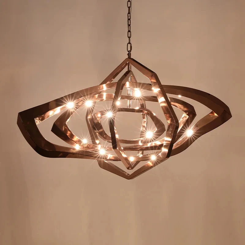 Postmodern stainless steel LED ring chandelier
