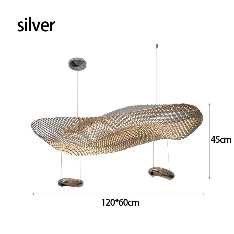 Linear mesh chandelier with warm LED