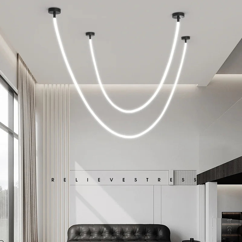Adjustable length contemporary chandelier black finish