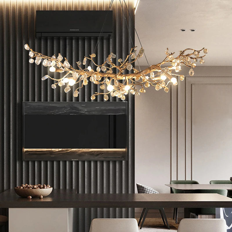 Luxury oval chandelier with decorative glass accents