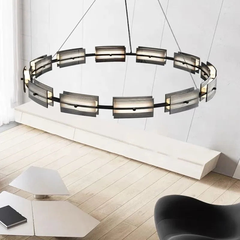 Contemporary suspended ceiling light with LED