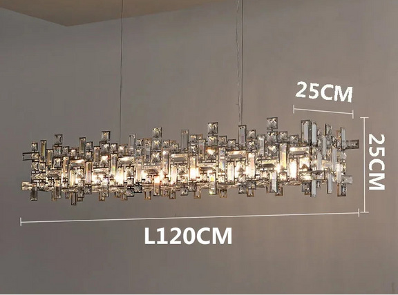 Modern gold LED chandelier with geometric frame