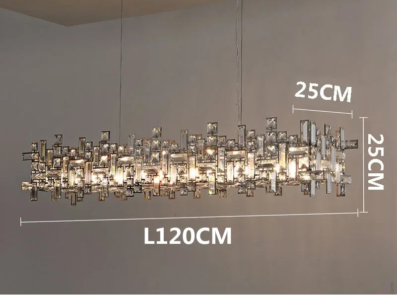 Modern gold LED chandelier with geometric frame
