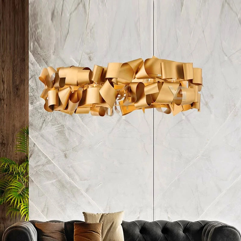 Designer ribbon pendant light centerpiece