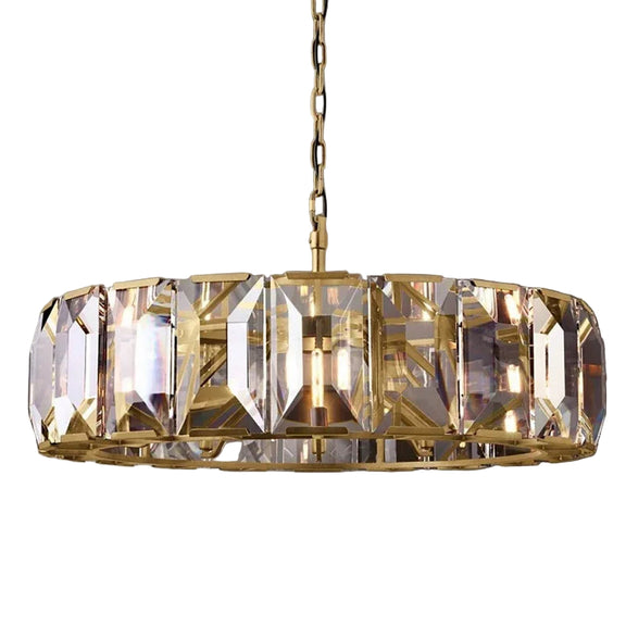 Circular crystal pendant light for entryway interiors