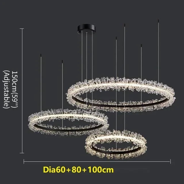 Black halo LED chandelier luxury ceiling light