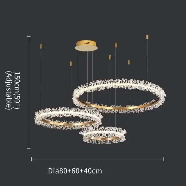 Crystal halo pendant above dining table