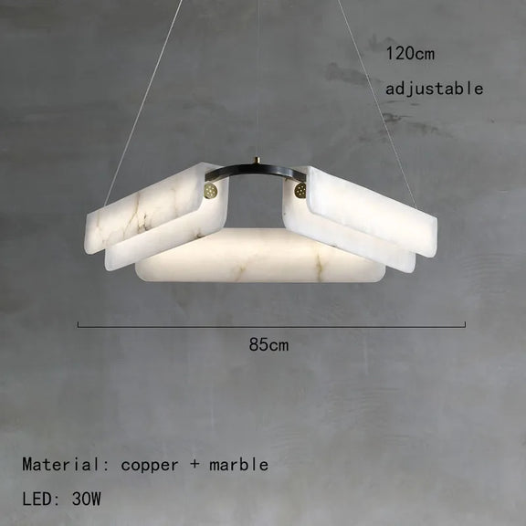 Dining room alabaster LED chandelier round shape