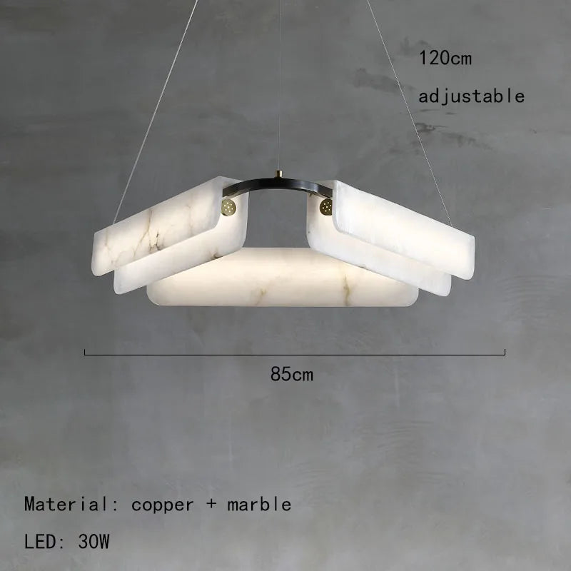 Dining room alabaster LED chandelier round shape