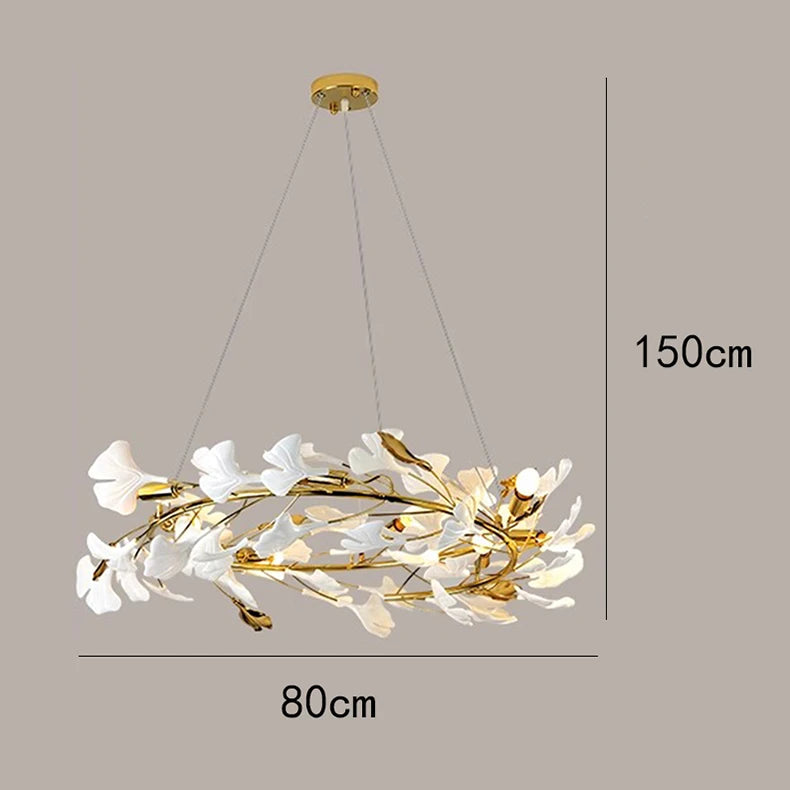 Gold and white cascading pendant light double-height